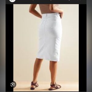 Banana Republic White Denim Split-Front Midi Skirt, Size 12, White